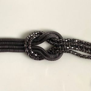 Dark Grey Silver Tone Knotted Bracelet